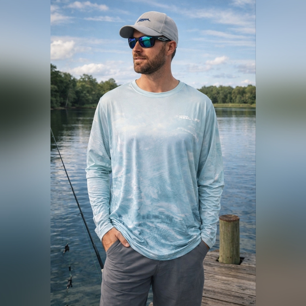 #1505 Reel Life Gear Drifit long sleeve fishing shirt sz  XL